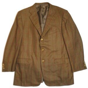 Ermenegildo Zegna Brown Orange Check Cashmere Wool Blazer Sport Coat Jacket 46